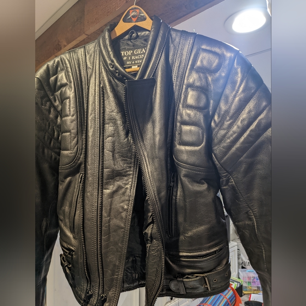 Top Gear leather motorcycle racing jacket sz 44